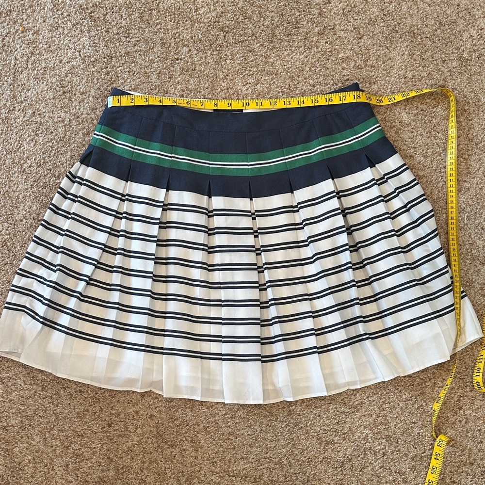 Lands' End Striped pleated Skirt - Navy, White, Green P16